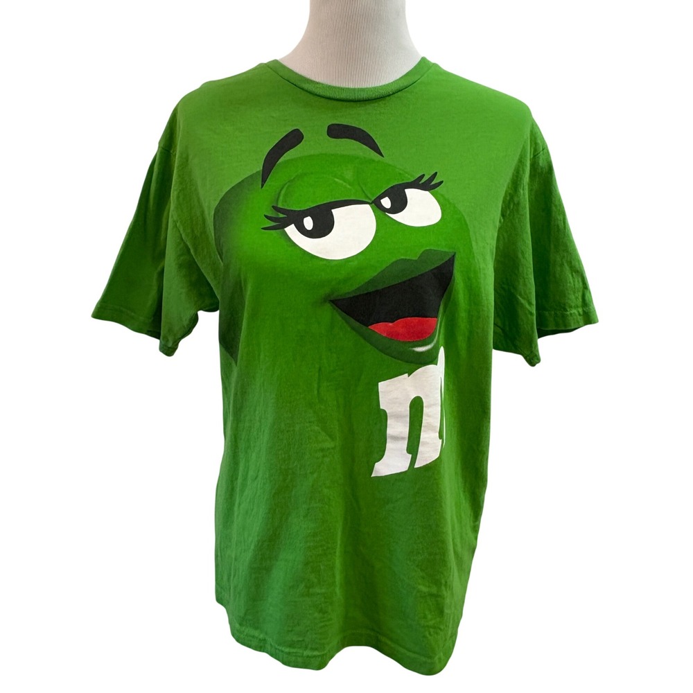 M&Ms Green Character Graphic T-Shirt Womens Medium Cotton Short Sleeve Tee